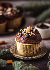 christmas chocolate muffins with nuts