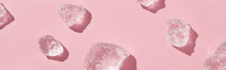 Close up crushed ice in sunlight. Summer pattern background refreshment concept