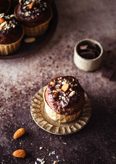 cupcake with chocolate and nuts