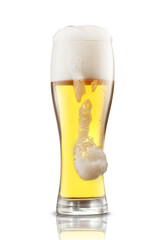 large glass mug with beer and foam