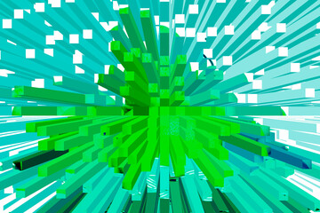 Green And Cyan Color 3D Illustration Extrude Effect Backdrop Design