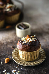 cupcake with chocolate and nuts