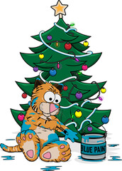 New Year's Blue tiger cub (vector illustration)