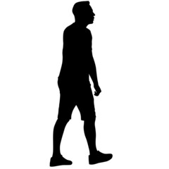 Silhouette of a walking man on a white background