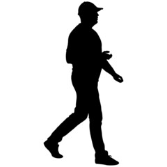 Silhouette of a walking man on a white background