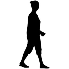 Silhouette of a walking women on a white background