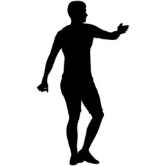 Silhouette of a walking man on a white background