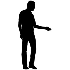 Silhouette of a walking man on a white background