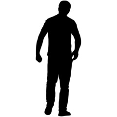 Silhouette of a walking man on a white background