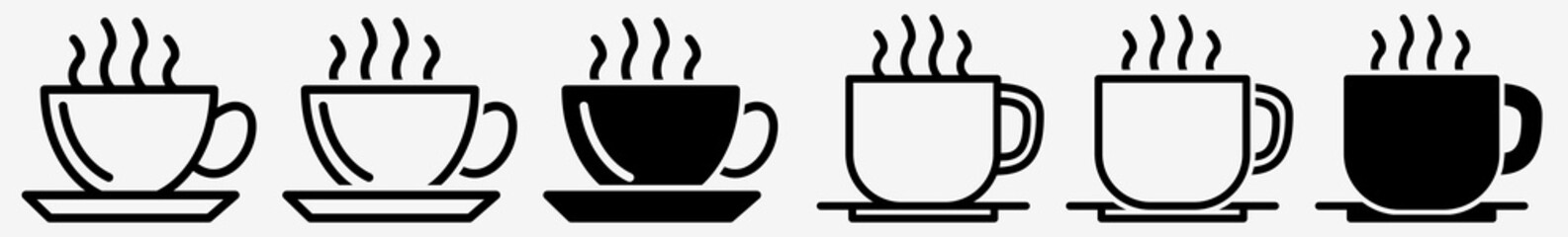 Cup Icon Coffee Tea Cup Break Set | Tea Coffee Cups Icon Hot Drink Vector Chocolate Illustration Logo | Tea Coffee Cup-Icon Isolated Coffee Tea-Cup