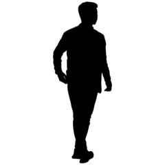 Silhouette of a walking man on a white background