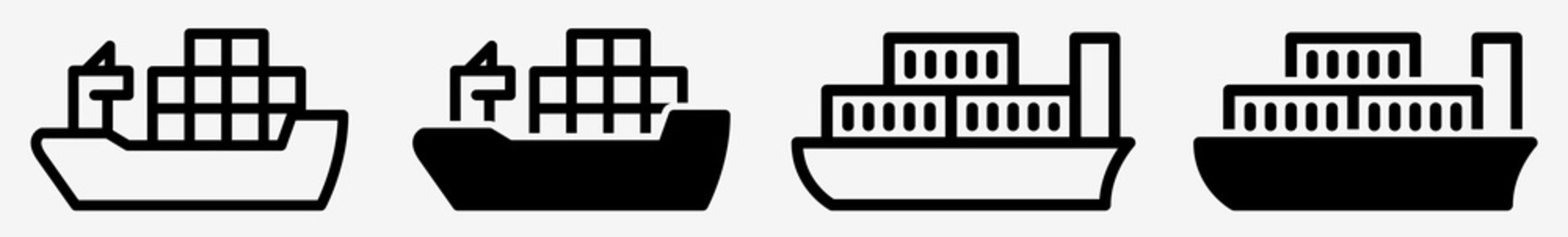 Container Ship Icon Cargo Container Ship Set | Container Ships Icon Freighter Vector Illustration Logo | Container Ship-Icon Isolated Container Ship