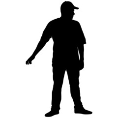 Silhouette of a walking man on a white background