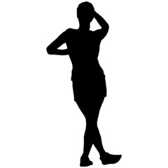 Fototapeta premium Silhouette of a walking women on a white background