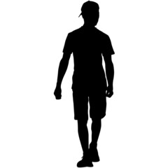 Silhouette of a walking man on a white background