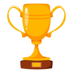 Gold Cup for participation in a sporting event or game. Trophy or prize winner. Vector illustration in cartoon style.