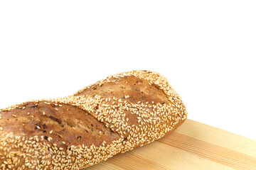 copy space dietary rye bread with flax seeds, sesame seeds and vegetables. Gluten Free Bread. Healthy food, delicious breakfast, organic product. Low-calorie flour product