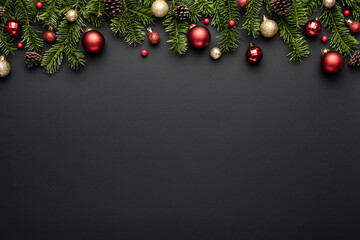 Christmas border on black background