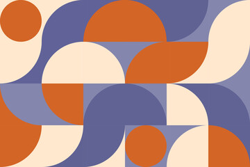 Modern poster in Scandinavian style in blue and brown colors. Geometric pattern in flat style for decorative pillows in the interior, business presentation, corporate identity banner. 