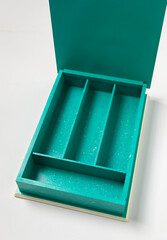 aqua blue cutlery wooden box