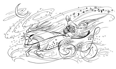 Santa in snowy horse-drawn sleigh © Jim Hayes