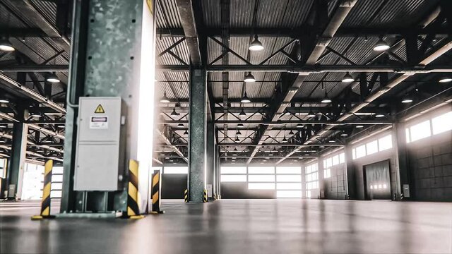 Leere Lagerhalle, Fabrik oder Warenlager oder Lagerhaus - Thema Logistik und Handel