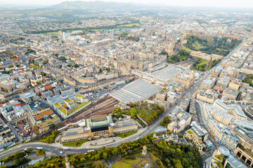 Obraz premium St. Andrew's House near Calton Hill, Edinburgh, is headquarters building of the Scottish Government, stands on site of former Calton Jail. Near Old Calton Burial Ground and Political Martyrs' Monument