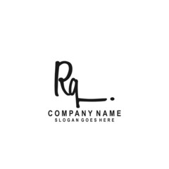 Initial letter RQ Signature handwriting Logo Vector