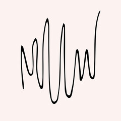 Spiral symbol hand painted ink pen line doodle sketch. Concentric curvy shape, swirling swash isolated on white background. Movement, endless time, cycle concept. Vector illustration