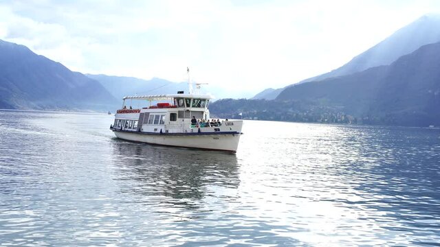 Passenger ferry sails on Lake Como. Italy