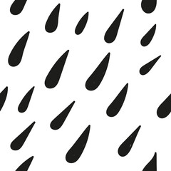 Abstract seamless drop pattern. Monochrome black and white texture. Repeating geometric simple graphic background. Doodle hand-drawn