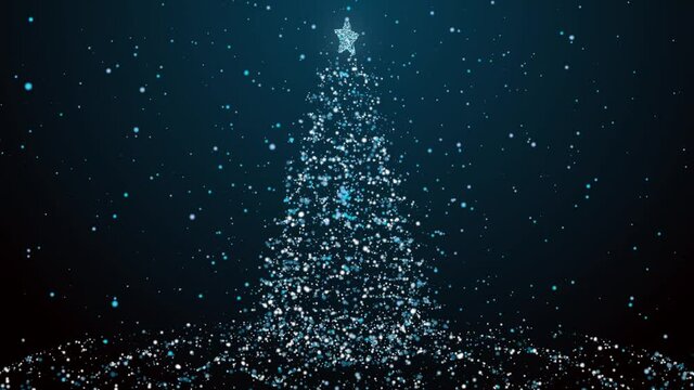 Blue particle Christmas tree background
