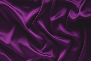 Deep, rich, purple colored satin. Folded and flowing background. Decoration design. Soft focus....