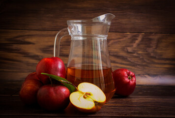 apple juice fruit on wooden background