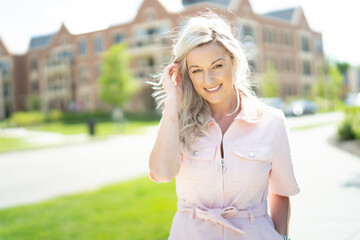 Sunlit blond woman