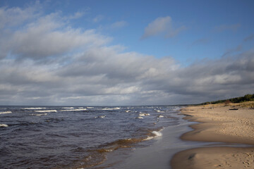 Grass sand dune beach sea view, Baltic Sea