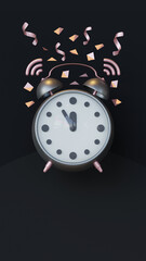 New Year Social Media Story Template With Digital Alarm Clock 3D Rendering
