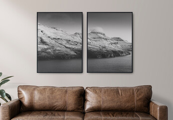 Picture Frames Mockup in a Living Room