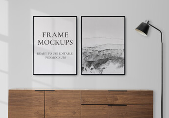 Frame Mockups in Scandinavian Décor Living Room