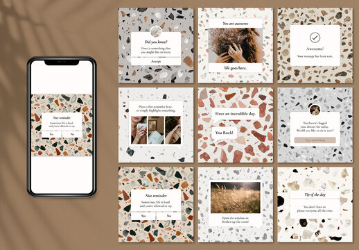 Aesthetic Social Media Layout with Terrazzo Design