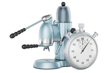 Coffee machine with stopwatch, 3D rendering