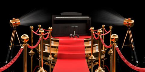 Digital piano on the podium, 3D rendering