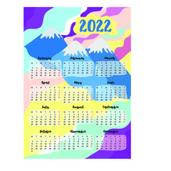 calendar 2022 with abstract mountains and sky and divorces
