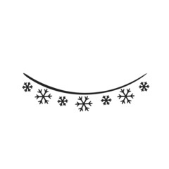 hand drawn garland with snowflakes. vector element for Christmas and New Year greeting card and invitation design