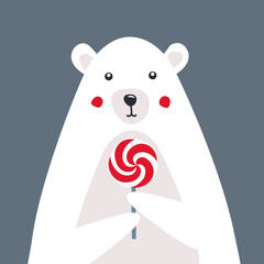  Cute polar bear cartoon character . Vector animal illustration. 
