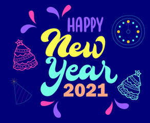 Happy New Year 2022 Holiday Abstract Vector Colorful Illustration With Blue Background