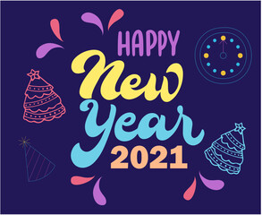 Happy New Year 2022 Holiday Abstract Vector Colorful Illustration With Blue Background