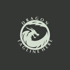 Dragon logo in circle. Vector illustration design template