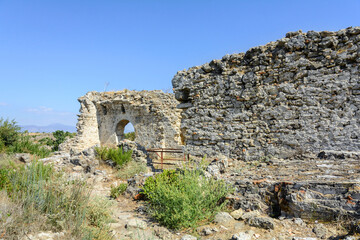 Fototapeta na wymiar Ruins of a Byzantine hospital in Side. Turkey. Ruins of the antique Side