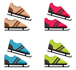 vector illustration set of colorful skates, winter theme